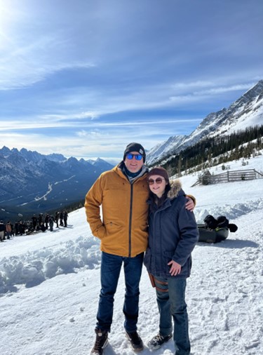 Mark Ham and Bella Ramsey on the top of Fortress Mountain